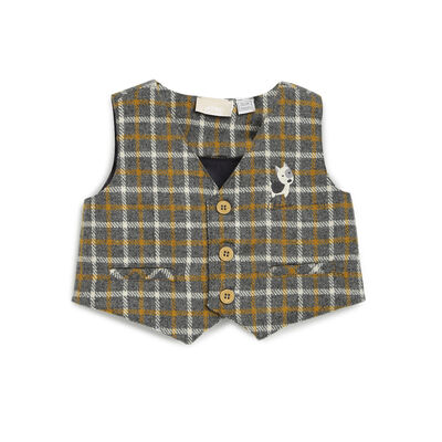 Boys Dark Grey Checkered Vest